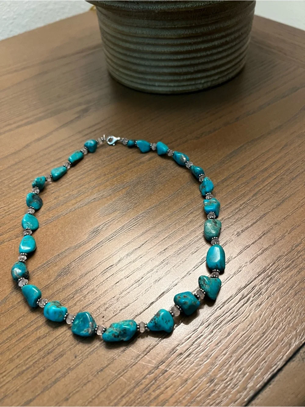Turquoise Beaded Necklace - Genuine Turquoise Stone Necklace